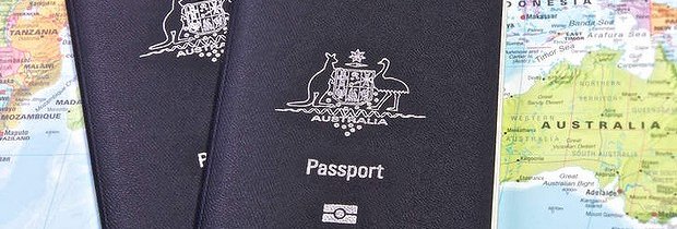 australia permanent visa passport with world map